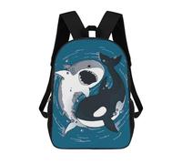 sinyumoney Shark And Killer Whale Sac À Dos Enfant Fille 3D, Sac D'école, Sac À Dos Pour Tout-petits, Sac À Dos Décontracté, Sac À Livres Tendance 17inch