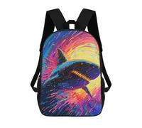 sinyumoney Shark in Neon Galaxy Sac À Dos Scolaire Enfant Tendance Et Décontracté, Sac À Dos Imprimé En 3D Pour Garçon, Grand Sac À Dos 17inch