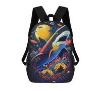 sinyumoney Shark in Space -1 Sacs À Dos Scolaires Pour Garçons Et Filles, Sacs À Dos Décontractés Pour Le Sport, Sacs À Dos De Grande Capacité Pour L'école Primaire 17inch