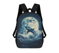 sinyumoney Shark in The Moon Sac À Dos Imprimé En 3D Pour Garçons, Sac D'école Grande Capacité, Sac De Voyage, Sac À Livres, Sac D'école Pour Garçons, Mochila 17inch