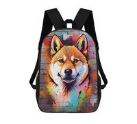 sinyumoney Shiba Inu Graffiti Sac À Dos Enfant, Cartable, Sac D'école, Motif Dessin Animé 3D, Sac Pour Ordinateur Portable, Pour Garçons Et Filles 17inch