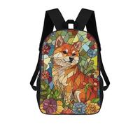 sinyumoney Shiba Inu Stained Glass Sacs À Dos Scolaires Pour Enfants, Sac D'école Imprimé En 3D Pour Garçons, Élèves Du Primaire Et Du Collège 17inch