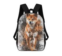 sinyumoney Shiba Inu Watercolor Art Sac À Dos Enfant Fille 3D, Sac D'école, Sac À Dos Pour Tout-petits, Sac À Dos Décontracté, Sac À Livres Tendance 17inch