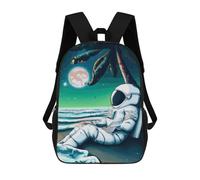 sinyumoney Ship Destroyed Sac à dos Cartable Sac à dos pour filles garçons Sacs à dos de grande capacité Sac à dos pour enfants Sacs d'école légers pour enfants Étudiants, Pensive Astronaute, 17"