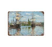 sinyumoney Ships Riding on The Seine Affiche Rétro En Métal, Plaque Décorative Chic En Fer Forgé Pour Atelier, Salle De Jeux, Bar, Cuisine7.9 x11.8