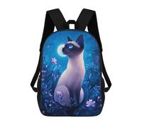 sinyumoney Siamese Cat in Moonlight Garden Sacs À Dos Pour Enfants 17inch Sac À Dos Scolaire, Sac D'école Imprimé En 3D Pour Garçons, Élèves Du Primaire Et Du Collège