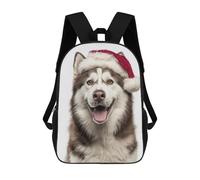 sinyumoney Siberian Husky Dog with Santa Hat Sacs À Dos Imprimés En 3D Pour Enfants, Sacs D'école Tendance Pour Garçons, Sacs De Voyage, Sacs Scolaires Pour Élèves Du Primaire 17inch