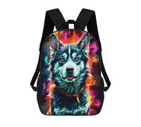 sinyumoney Siberian Husky in Neon Colors Sac À Dos, Cartable Imprimé En 3D, Sac À Goûter, Sac À Dos De Voyage, Sac À Dos Entre Amis, Sac À Dos Scolaire Pour Filles Et Garçons 17inch