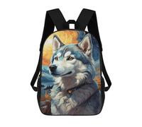 sinyumoney Siberian Husky Night Sky Sacs À Dos Tendance Imprimés En 3D 17inch Sac D'école Décontracté Pour Enfants, Garçons, Élèves Du Primaire Et Du Collège
