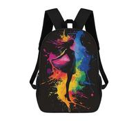 sinyumoney Silhouette in Color Splashes Sac À Dos Scolaire Imprimé En 3D, Sac À Dos Décontracté Pour Enfants, Sac D'école Imprimé En 3D Pour Garçons, Primaire Et Collège 17inch