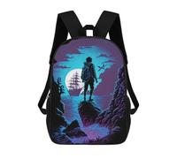 sinyumoney Silhouette Journey to The Moon Sac À Dos Scolaire Pour Enfants 17 Pouces, Sac À Dos Décontracté Pour Les Voyages, Grand Sac À Dos De Jour Pour Garçons Et Filles 17inch