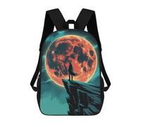 sinyumoney Silhouette on Cliff with Red Moon Sac À Dos Scolaire Pour Enfants, Grand Sac À Dos 3D, Cadeau Pour Enfants 17inch