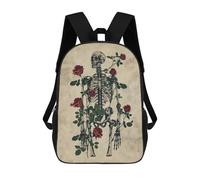sinyumoney Skeleton And Roses Illustration Sacs À Dos Pour Enfants, Sac À Dos Scolaire, Sac À Dos Imprimé En 3D Pour Enfants, Sac À Dos De Voyage, Sac À Livres, Sac D'école Pour Enfants 17inch