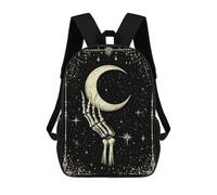 sinyumoney Skeleton Hand Holding Moon Sac À Dos Enfant Fille 3D, Sac D'école, Sac À Dos Pour Tout-petits, Sac À Dos Décontracté, Sac À Livres Tendance 17inch