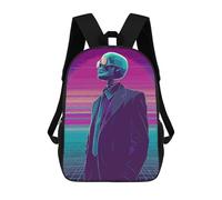 sinyumoney Skeleton in Suit - Synthwave Style Sacs À Dos Scolaires Pour Enfants, Sac D'école Imprimé En 3D Pour Garçons, Élèves Du Primaire Et Du Collège 17inch