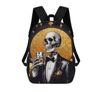 sinyumoney Skeleton in Suit Whiskey Sac À Dos Scolaire Pour Filles Et Garçons, Grande Capacité, Léger, Pour Enfants Et Étudiants 17inch