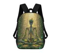 sinyumoney Skeleton Meditating in Forest Sacs À Dos Scolaires Pour Enfants, Sac D'école Imprimé En 3D Pour Garçons, Élèves Du Primaire Et Du Collège 17inch
