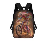 sinyumoney Skeleton Motocross Rider Sacs À Dos 17 Pouces Pour Enfants, Sacs D'école Imprimés En 3D Pour Élèves Du Primaire Et Du Collège, Garçons Et Filles