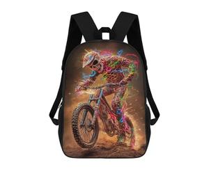 sinyumoney Skeleton Motocross Rider Sacs À Dos 17 Pouces Pour Enfants, Sacs D'école Imprimés En 3D Pour Élèves Du Primaire Et Du Collège, Garçons Et Filles