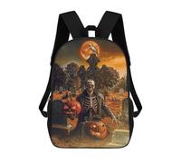 sinyumoney Skeleton with Pumpkins on Halloween Sac À Dos Scolaire Pour Filles Et Garçons, Grande Capacité, Léger, Pour Enfants Et Étudiants 17inch