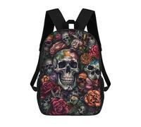 sinyumoney Skull And Roses Skull Rose Sac À Dos Enfant Tendance Et Amusant, Sac À Dos Pour Garçons Et Adolescents, Sac D'école Imprimé En 3D Pour Garçons 17inch