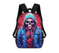 sinyumoney Skull in Blue Hoodie Sac À Dos Pour Garçons Et Adolescents, Sacs À Dos Pour Filles, Sacs À Dos Pour Tout-petits, Sacs À Livres Pour L'école Primaire Et Le Collège 17inch