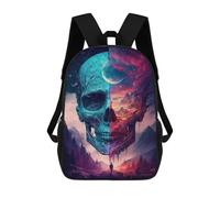 sinyumoney Skull Landscape with Mountains Sac À Dos Scolaire Pour Enfants Imprimé En 3D, Idéal Pour Les Voyages Et Les Lectures, Pour Les Garçons Et Les Élèves Du Primaire 17inch