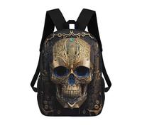 sinyumoney Skull Machine Gold Sac À Dos Scolaire Pour Enfants Imprimé En 3D, Idéal Pour Les Voyages Et Les Lectures, Pour Les Garçons Et Les Élèves Du Primaire 17inch
