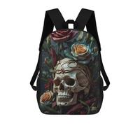 sinyumoney Skull with Crown And Roses Sac À Dos Scolaire Imprimé En 3D Pour Garçons Et Filles, Sac À Dos Pour Ordinateur Portable Pour Enfants/étudiants/adultes 17inch