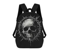 sinyumoney Skull with Crown of Thorns Sac À Dos Scolaire Pour Enfants Imprimé En 3D, Idéal Pour Les Voyages Et Les Lectures, Pour Les Garçons Et Les Élèves Du Primaire 17inch
