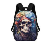 sinyumoney Skull with Floral Crown-1 Sac À Dos Scolaire Imprimé En 3D Pour Garçons Et Filles, Sac À Dos Pour Enfants, Sac De Voyage 17inch