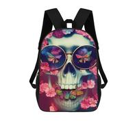 sinyumoney Skull with Flowers And Butterflies Sac À Dos Scolaire Imprimé En 3D Pour Garçons Et Filles, Sac À Dos Pour Enfants, Sac De Voyage 17inch