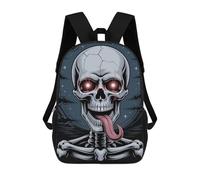 sinyumoney Skull with Glowing Eyes And Tongue Sac À Dos Enfant, Cartable Imprimé En 3D Pour Garçons Et Adolescents 17inch