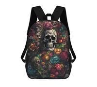 sinyumoney Skulls And Flowers Artwork Sac À Dos, Cartable Imprimé En 3D, Sac À Goûter, Sac À Dos De Voyage, Sac À Dos Entre Amis, Sac À Dos Scolaire Pour Filles Et Garçons 17inch