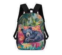 sinyumoney Sleeping Bear in Tropical Paradise Sac À Dos Imprimé En 3D Pour Enfants, Sac D'école Grande Capacité, Sac De Voyage, Sac À Livres, Sac À Dos Scolaire Pour Enfants 17inch