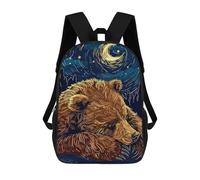 sinyumoney Sleeping Bear Under Starry Night Sac À Dos Scolaire Pour Filles Et Garçons, Grande Capacité, Léger, Pour Enfants Et Étudiants 17inch