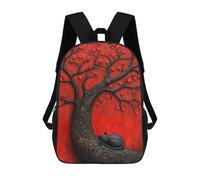 sinyumoney Sleeping Black Japan Cat Beneath Red Tree Sacs À Dos Pour Enfants, Cartables, Sacs À Dos Scolaires Imprimés En 3D, Sacs À Dos De Voyage Tendance Pour Enfants (primaire, Collège) 17inch