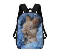 sinyumoney Sleeping Bunny in Blue Flowers Sac À Dos Scolaire Pour Enfants Imprimé En 3D, Idéal Pour Les Voyages Et Les Lectures, Pour Les Garçons Et Les Élèves Du Primaire 17inch