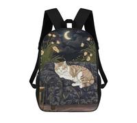 sinyumoney Sleeping Cat Under Moonlight Sacs À Dos Scolaires Pour Garçons Et Filles, Sacs À Dos Décontractés Pour Le Sport, Sacs À Dos De Grande Capacité Pour L'école Primaire 17inch