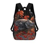 sinyumoney Sleeping Fox in Floral Night Scene Sac À Dos Enfant Tendance Et Amusant, Sac À Dos Pour Garçons Et Adolescents, Sac D'école Imprimé En 3D Pour Garçons 17inch