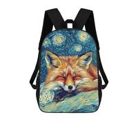 sinyumoney Sleeping Fox Starry Night Art Sac À Dos Enfant, Sac D'école, Sac À Dos Imprimé 3D Avec Motif De Dessin Animé, Grande Capacité, Pour Garçons Et Filles 17inch