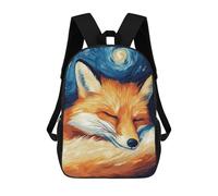 sinyumoney Sleeping Fox Starry Night Sac À Dos Scolaire Pour Filles Et Garçons Avec Poche, Sac À Dos Tendance Pour Enfants 17inch