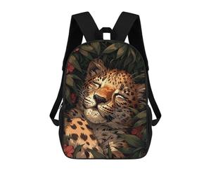 sinyumoney Sleeping Leopard in Flowers Sacs À Dos Pour Enfants, Cartables Imprimés En 3D, Sacs À Dos Pour Élèves Du Primaire Et Du Collège, Garçons Et Filles 17inch