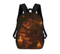 sinyumoney Sleeping Monkey on Books with Candles Sacs À Dos Pour Enfants, Sac À Dos Scolaire Imprimé En 3D Pour Enfants, Sac À Dos De Voyage, Sac À Livres Pour Enfants 17inch Sac D'école
