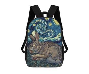 sinyumoney Sleeping Rabbit Starry Night Art Sac À Dos Scolaire Imprimé En 3D, Sac À Dos Tendance Pour Enfants, Sac À Dos Pour Garçons, Élèves Du Collège 17inch