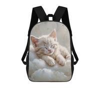 sinyumoney Sleeping White Kitten on Clouds Sac À Dos Scolaire Enfant Tendance Et Décontracté, Sac À Dos Imprimé En 3D Pour Garçon, Grand Sac À Dos 17inch
