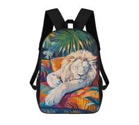 sinyumoney Sleeping White Lion Sac À Dos Scolaire Pour Filles Et Garçons, Avec Poche, Sac À Dos Tendance Pour Enfants 17inch