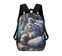 sinyumoney Sleeping White Tiger Sac À Dos Scolaire Pour Filles Et Garçons, Grande Capacité, Léger, Pour Enfants Et Étudiants 17inch