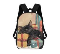 sinyumoney Sleepy Christmas Cat Sac À Dos Scolaire Enfant Tendance Et Décontracté, Sac À Dos Imprimé En 3D Pour Garçon, Grand Sac À Dos 17inch