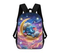 sinyumoney Sleepy Elephant Moon Night Sacs À Dos Pour Enfants 17inch Sac À Dos Scolaire, Sac D'école Imprimé En 3D Pour Garçons, Élèves Du Primaire Et Du Collège